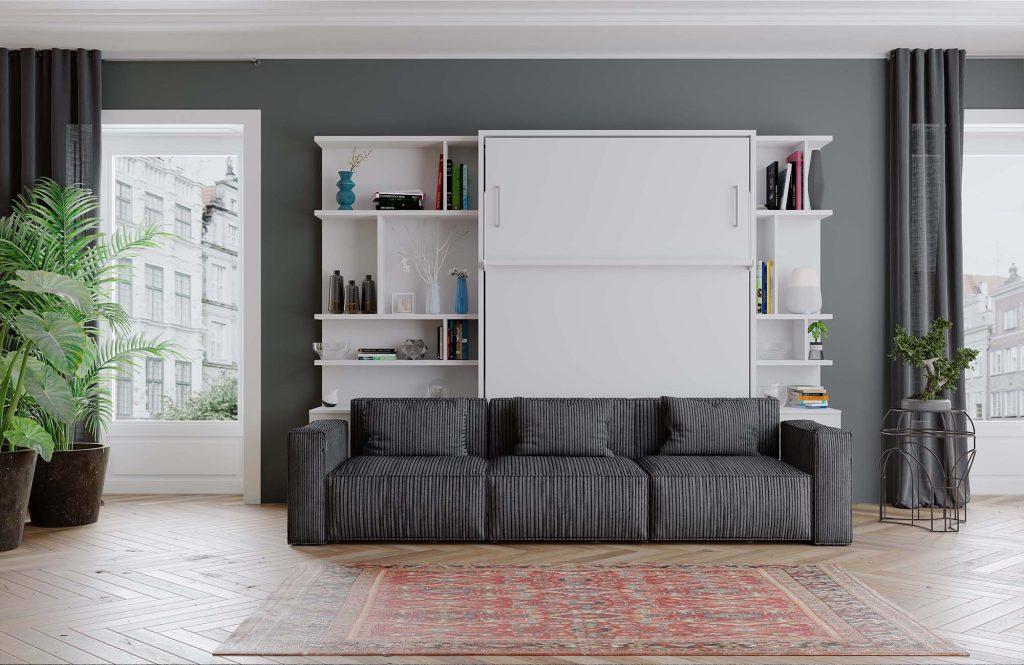 Combinatie Tweepersoons opklapbed Royal Queen 150x200 cm wit