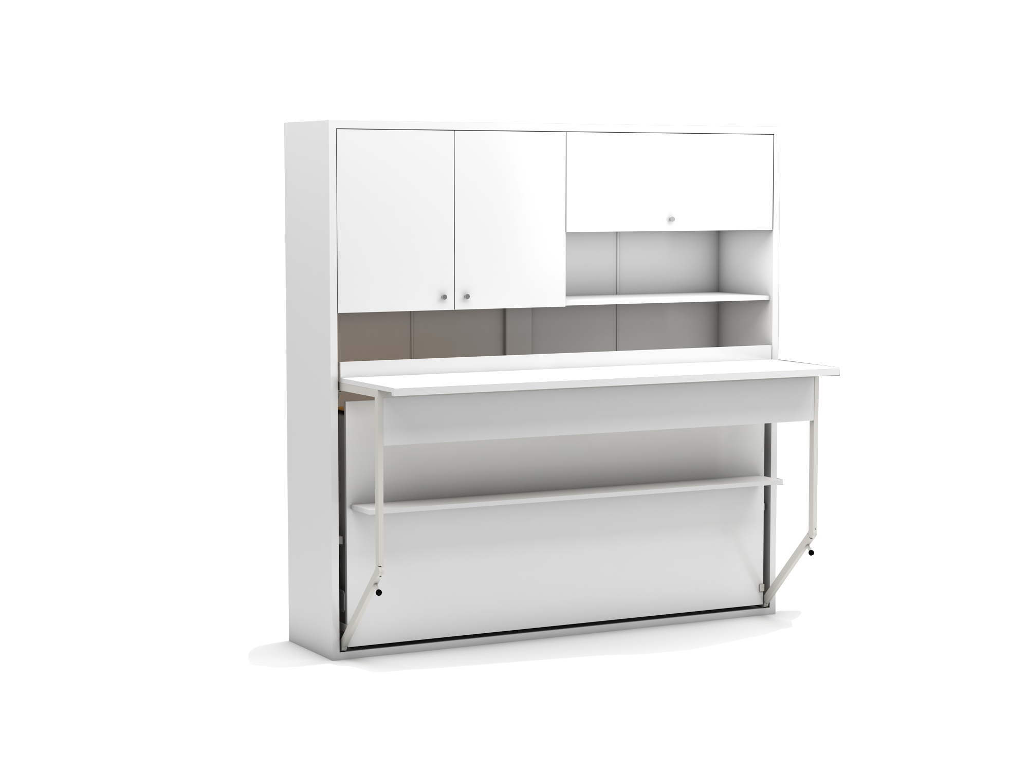 eenpersoosn opklapbed met kast wit