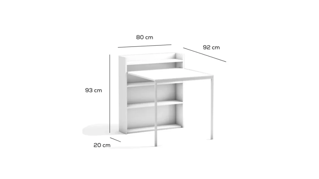 afmetingen Opklapbare tafel met 3 kastplanken
