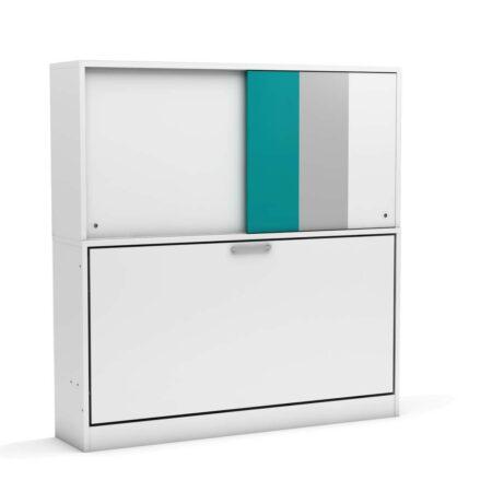 Eenpersoons opklapbed Academy met kastruimte - Turquoise