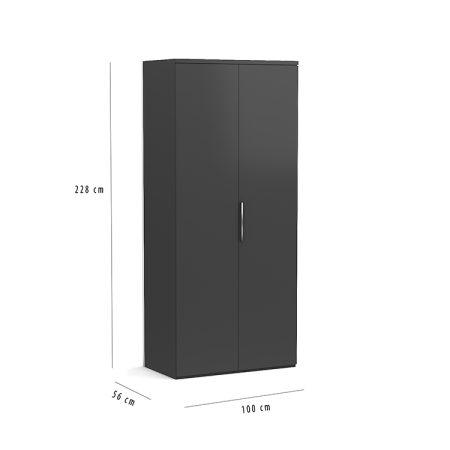 Dubbele kledingkast 100 cm antraciet