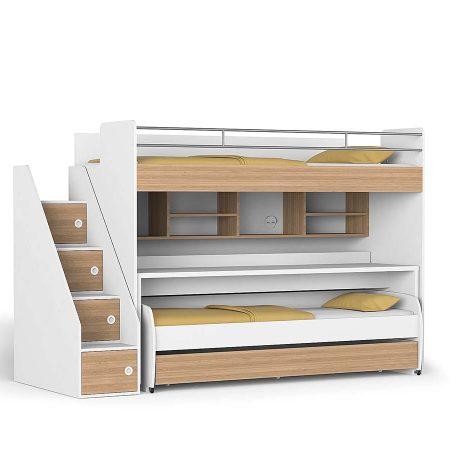 Opklap stapelbed 3 personen - Icon houtlook