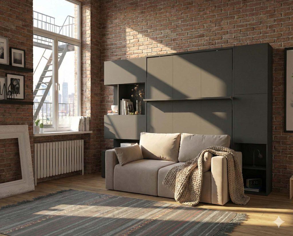 Combinatie Tweepersoons opklapbed Royal Queen 160x200 cm antraciet