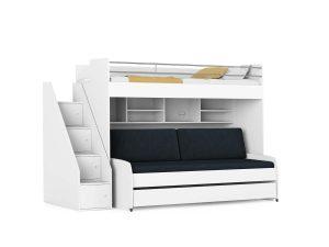 Opklap stapelbed 3 personen - Icon wit met bank antraciet