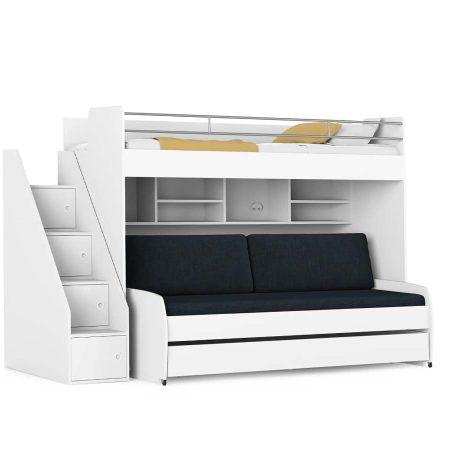 Opklap stapelbed 3 personen - Icon houtlook met bank antraciet