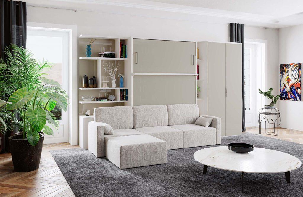 Combinatie Tweepersoons opklapbed Royal Queen 150x200 cm Taupe