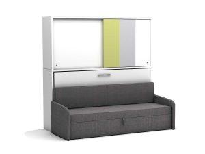 bedkast met grijze bank