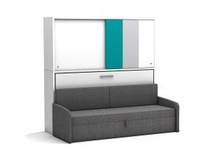 bedkast wit met antraciete bank