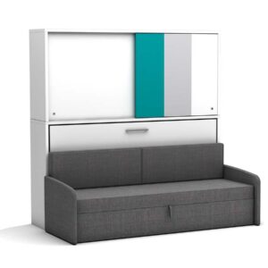 bedkast wit met antraciete bank