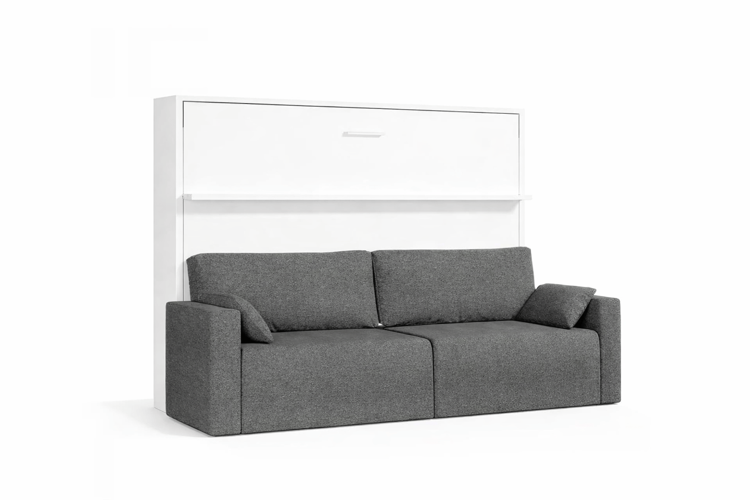 bedkast met grijze bank