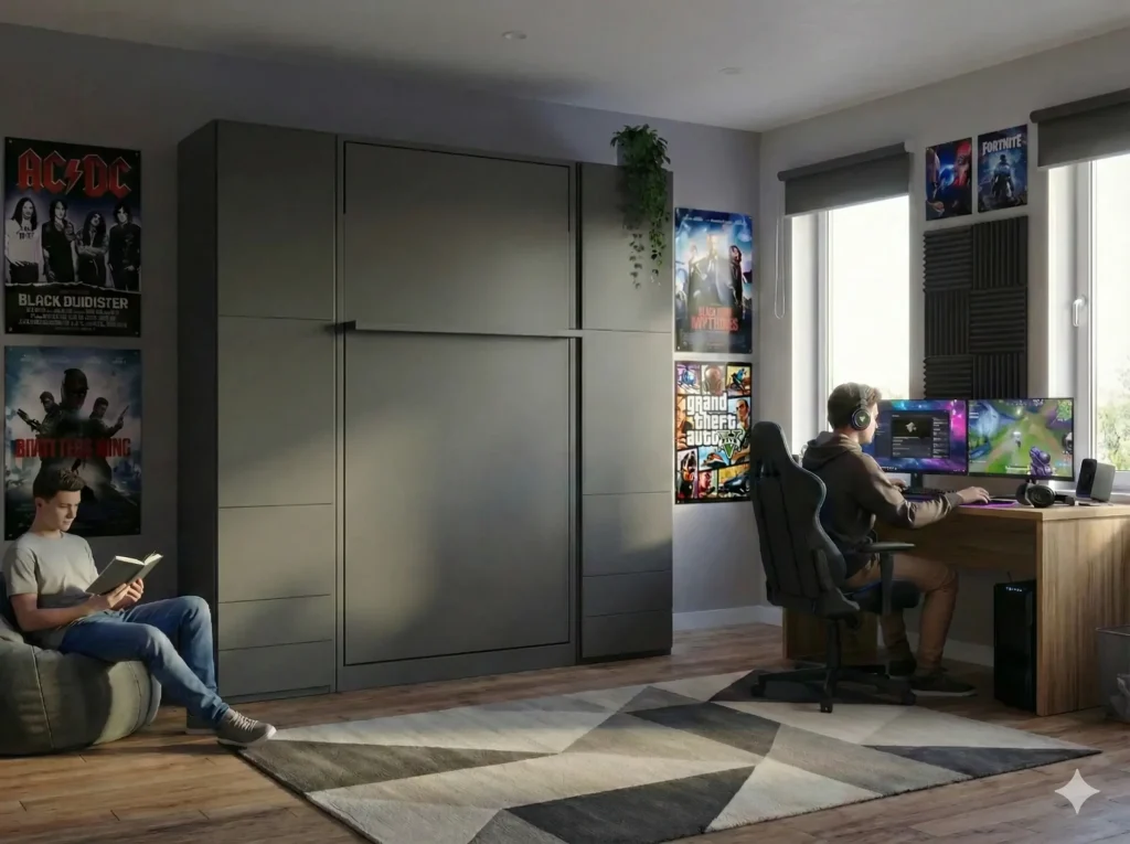 Combinatie Tweepersoons opklapbed Royal Twin 100x200 cm antraciet