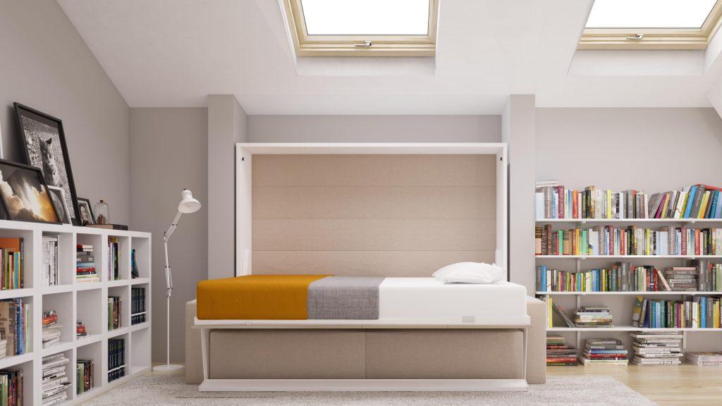 Combinatie Tweepersoons Opklapbed 190x200cm - Couple - taupe met bank